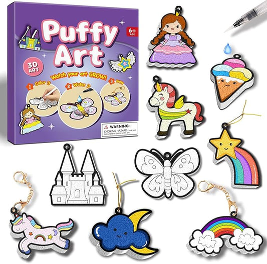 FoilColoring 3D Art Kit-Puffy Art.Magic Foam Texture Painting Kit.Mess-Free Craft for Kids.Travel and Creative Gift for Girls & Boys Ages 4, 5, 6, 7, 8, 9, 10