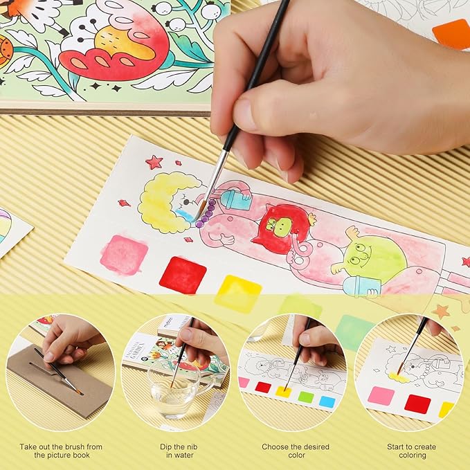Pocket Watercolor Book Set, Watercolor Painting Book,Watercolor Bookmarks for Kids, Beginning, Students Painters Christmas Gifts (3PCS)