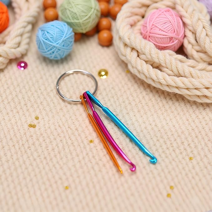3Pcs/Set Single Head Crochet Hook Portable Travel Keychain Metal Crochet Sweater Needle Short Crochet Tool Knitting Tool