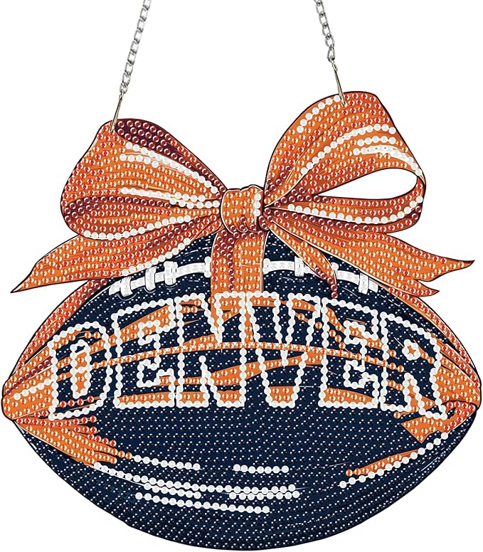 Rertcioph Football Diamond Art Hanging Kit for Adults, DIY Acrylic 5D Diamond Painting Hanging Ornament for Denver Home Wall Decor and Gift