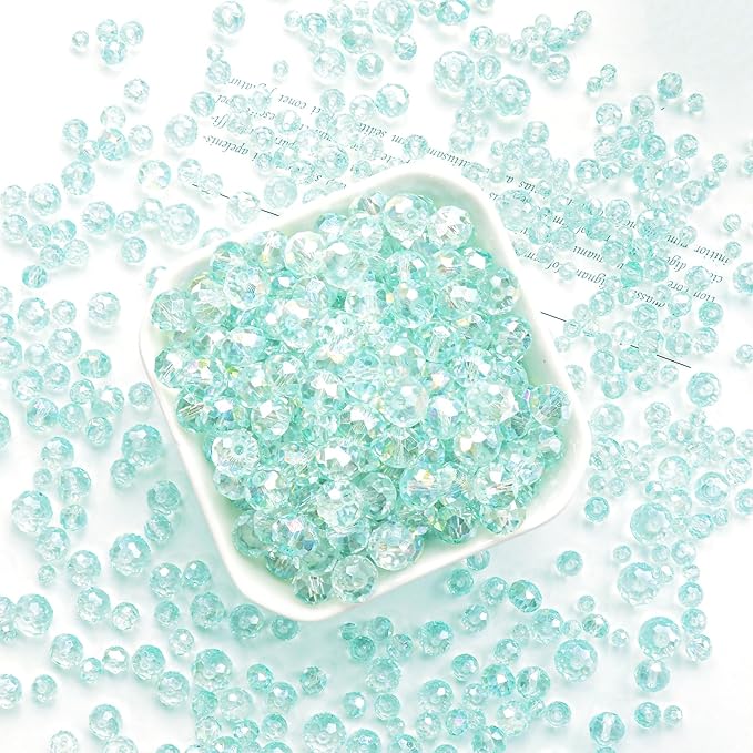 laopottbeads 800pcs 4/6/8/10mm crystal glass beads for jewelry making beads for bracelets necklace pendants making supplies(light blue green)