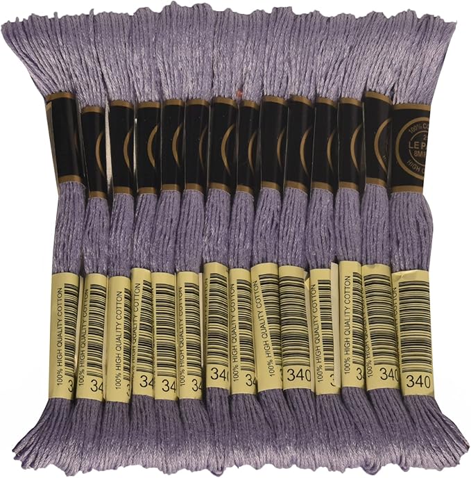 LE PAON Embroidery Floss, 14-Pack Six Strands 100% Long Staple Cotton Embroidery Thread, 8.7-Yard，Color Number：340, Medium Blue/Violet