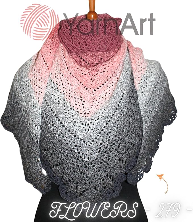 YarnArt Flowers – Gradient Cotton Acrylic Blend, 250g (8.8 oz), 1094 yds, Lightweight Sport Yarn for Crochet, Knitting, Shawls, Summer Projects (279)