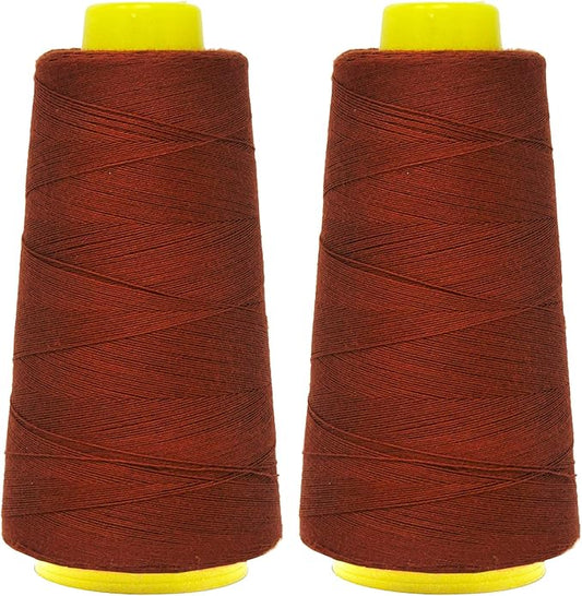 Mandala Crafts Brown Thread Cones for Machine and Hand Quilting - 2400 Yds 50 WT Multiple Purpose Mercerized 100% Cotton Threads for Sewing Machine Serger Embroidery