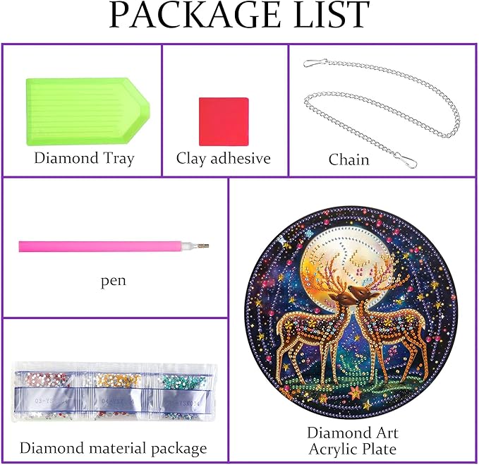Pavemlo Hanging Diamond Art Kits for Adults Deer – 8x8 Inch Double-Sided Acrylic Board DIY Crystal Diamond Suncatcher Pendant, Sparkling Home Wall or Window Decoration Handmade Gift