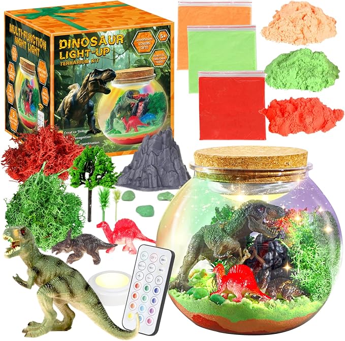 dinosaur activities toys-dinosaur terrarium craft kits for boys-birthday gifts for kids age 4 5 6 7 8 years old