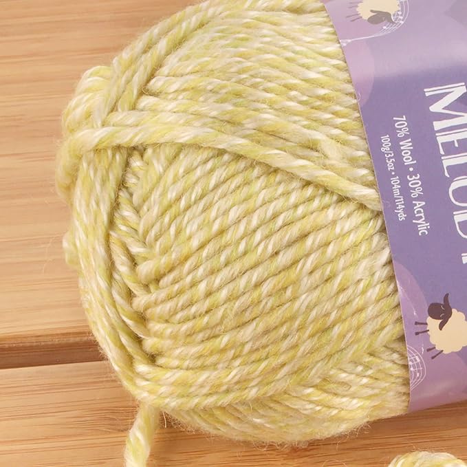 JubileeYarn Chunky Melody Yarn - 100g/Skein Bulky Wool Blend - Baby Key Lime - 2 Skeins