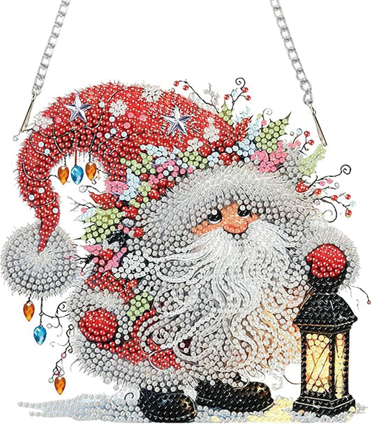 Auremi Christmas Diamond Art Pendant Kits,5D Gnome Diamond Art Diamond Painting Hanging Kits,DIY Special Shaped Diamonds Painting Suncatcher Pendant Kit for Adults for Gift Wall Home Decor