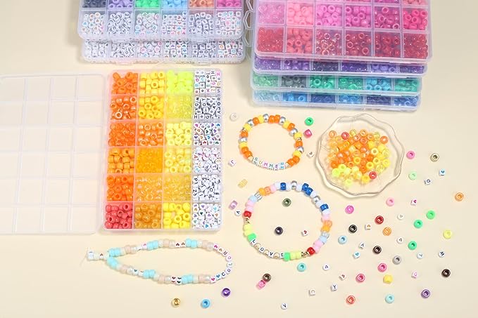 Yellow Pony Beads 18 Colors Pony Beads for Bracelet Making Friendship Bracelet Making Kit DIY Craft Kandi Kit 720Pcs