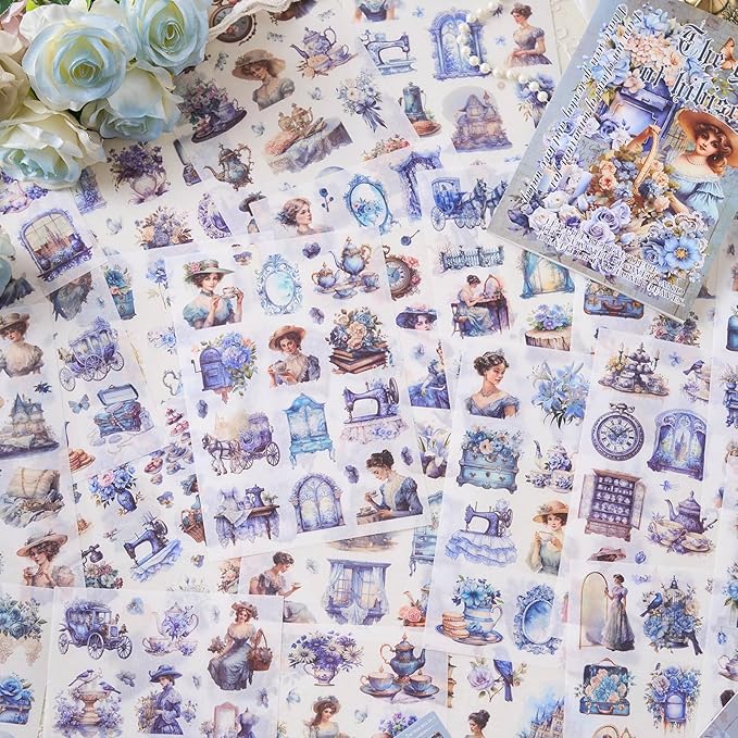 Vintage Scrapbooking Sticker Book, 450+ Pre-Cut Journaling Stickers for Adults Women, Junk Journal Supplies, Aesthetic Washi Stickers for Collage, Card Making, Planner, Lable and Art Paper Crafts