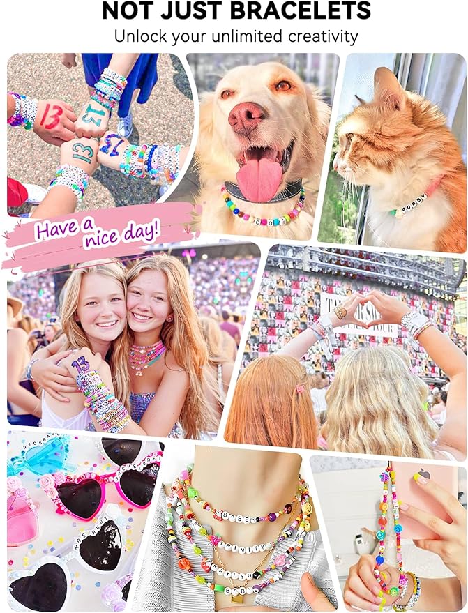 ARTDOT 1400 PCS Letter Beads for Jewelry Making Kit, 28 Styles Alphabet Beads for Friendship Bracelets Assorted Preppy Beads with Storage Case