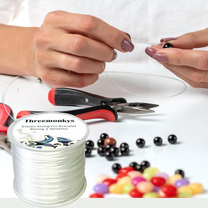 2PCS Flat Elastic line 0.8 mm Elastic Bracelet Rope Elastic Bead Rope for String Jewelry Production and Bracelet Production