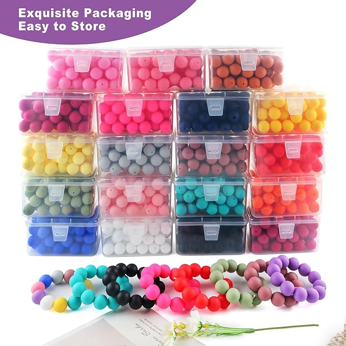 65Pcs 19mm Silicone Beads for Keychain Making Bracelet Necklace, Bulk Round Silicone Beads for Pens(Purple)