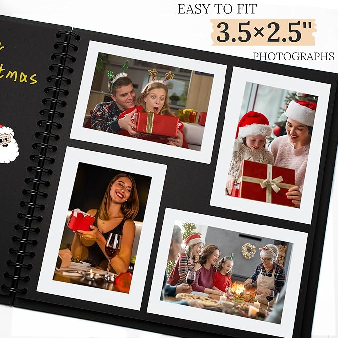 Scrapbook 7x7 Inch DIY Scrapbook Album Hardcover Kraft Paper Scrap Book Photo Albums 40 Pages Perfect for 4x6 / 5x7 Photos Memory Book for Family, Wedding