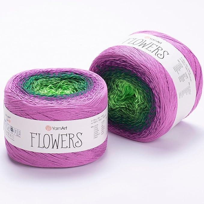 Yarn Art YarnArt Flowers Yarn 55% Cotton 45% Acrylic 250gr 1094yds Multicolor Cotton Yarn Rainbow Crochet Yarn Spring Summer - 1 Fine Sport Skein (313)