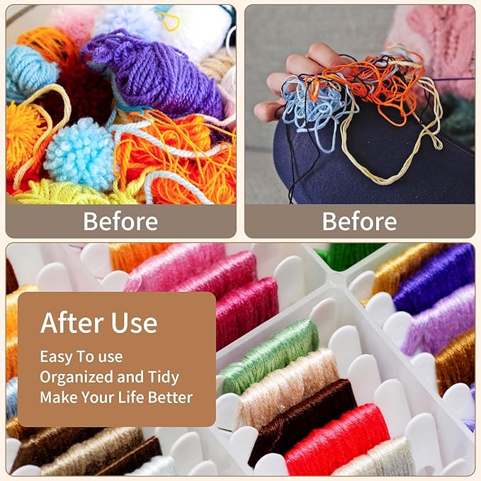200 Pcs Embroidery Floss Bobbins,Embroidery Thread Organizer Cross Stitch Supplies Embroidery Bobbins,Plastic Embroidery Thread Cards for Sewing Thread Needlework Supplies((White)