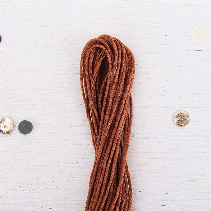 12 Skeins ThreadArt Premium Egyptian Long Fiber Cotton Embroidery Floss | Brown | 6 Strand Divisible Thread 8.75yds Each for Hand Embroidery, Friendship Bracelets, Cross Stitch and Crafts
