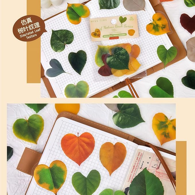 Doukado 240 Pieces Botanical Leaf-Themed Landscape PET Sticker, Waterproof Transparent Natural Leaf Stickers for Scrapbooking, Journaling, Creative Journal Supplies and DIY Crafts