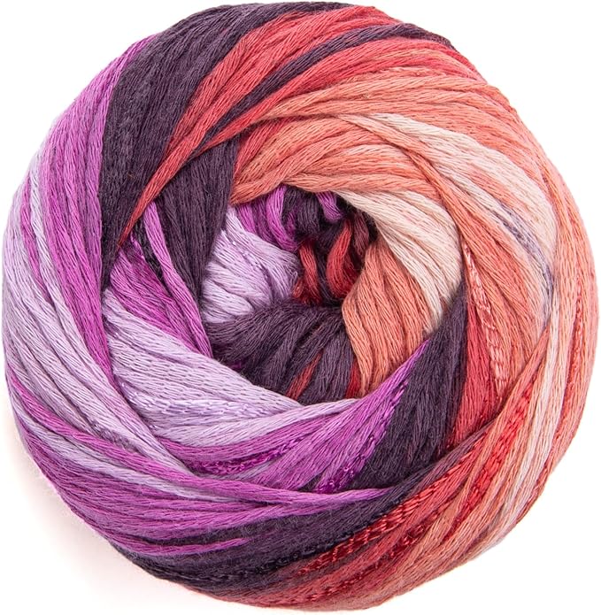 YarnArt Symphony Dream Cotton Yarn -%80 Cotton%20 Viscose Rainbow Multicolor Crochet Knitting Yarn - Suitable for All Blouses, Dresses, Shawls, Bags, Hats - 273 Yards, 3.52 Oz (1 Skein) (3106)
