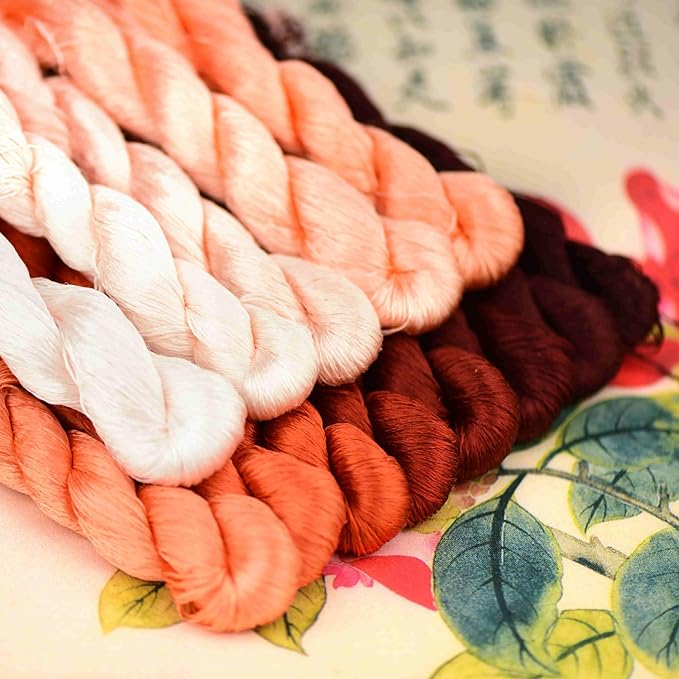 Natural 100% Silk Thread, Handmade Embroidery Thread Silk Floss 13 Colors 110m Each (30)