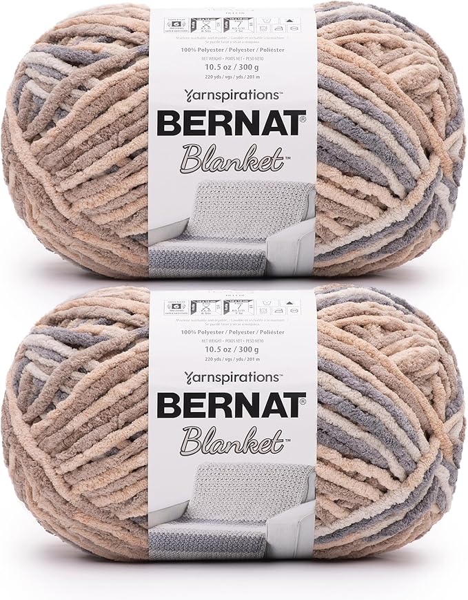 Bernat Blanket - 2 Pack of 220 Yards/10.5 oz Toasted Birch 100% Polyester Yarn