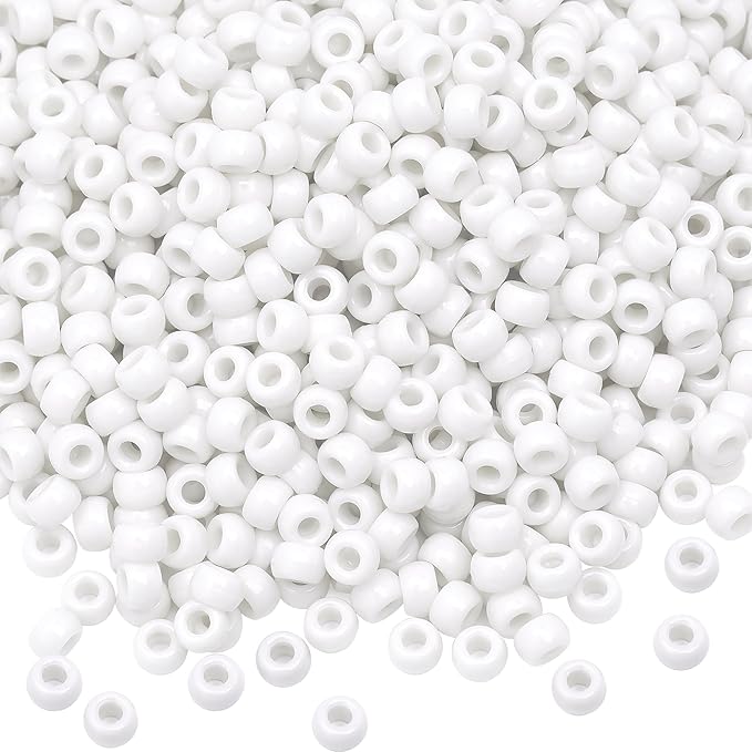gmma 1000 pcs white pony beads for jewelry making - christmas & friendship bracelets, diy bracelet & necklace - 6x9mm