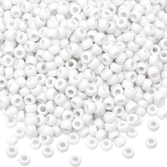 gmma 1000 pcs white pony beads for jewelry making - christmas & friendship bracelets, diy bracelet & necklace - 6x9mm