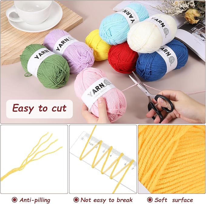 6Pcs Yellow Acrylic Yarn 790 Yard 4 Ply Soft Crochet Yarns Sport Weight Yarn,[for DIY Crocheting Knitting Craft Blankets Hats]-300g