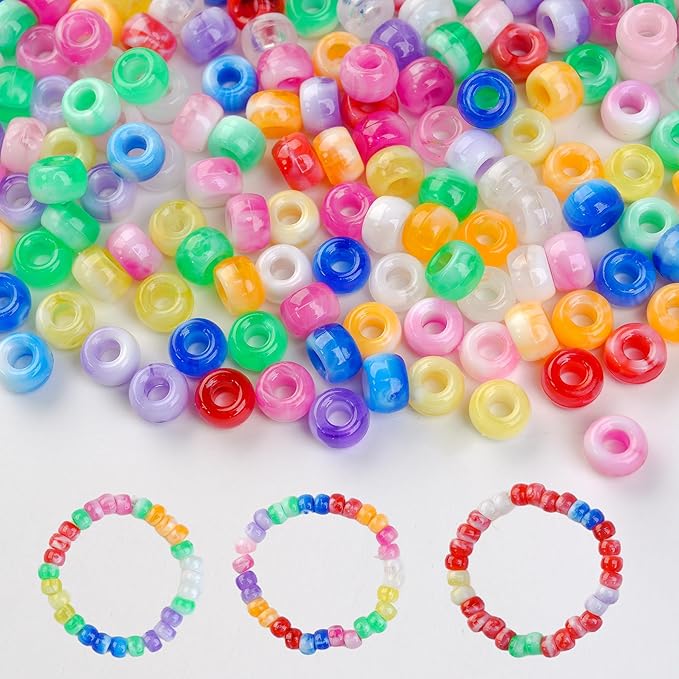 1000pcs Pony Beads, 15 Color Kandi Beads for Bracelets Making Kit, Hair Braids Crafts Jewelry Making Crafts Friendship Necklace Earrings DIY (Two Tone Color Mixing)