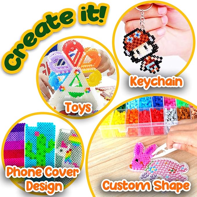 Goody King Arts and Crafts Fuse Beads Kit for Kids with Instruction - 5mm Pixel Art Melty Plastic Beads Set with 111 Patterns, 21 Assorted Colors Plus - School Teens Kids Age 4 5 6 7 8 and up