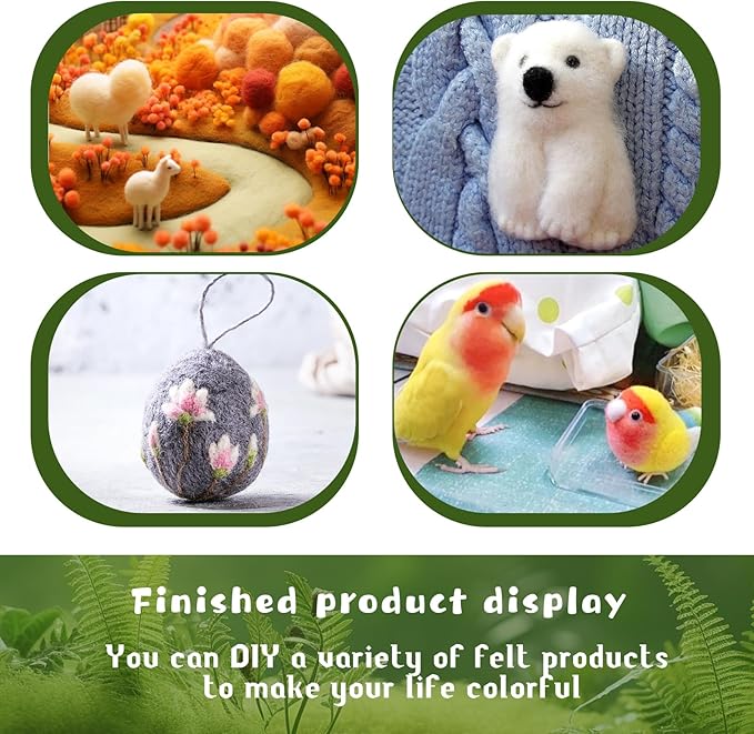 Needle Felting Kit for Beginners, Wool Roving 40 Rolls, Felting Needles, Needle Felting Tools Kit with Spiral, Cone, Triangle Felting Needles,Wool Felting Pad, Felting Supplies