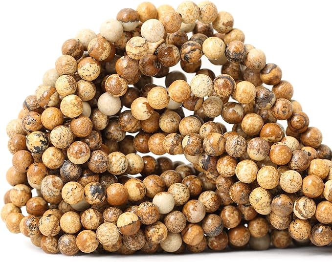 cheavian 60pcs 6mm natural picture jasper stone round loose beads for jewelry making diy findings 1 strand 15"