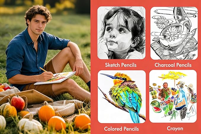 soucolor 9" x 12" sketch book, 100 sheets spiral bound art sketchbook, acid free artist drawing book paper, art supplies for adults, craft activities, sketch paper for drawing coloring sketching