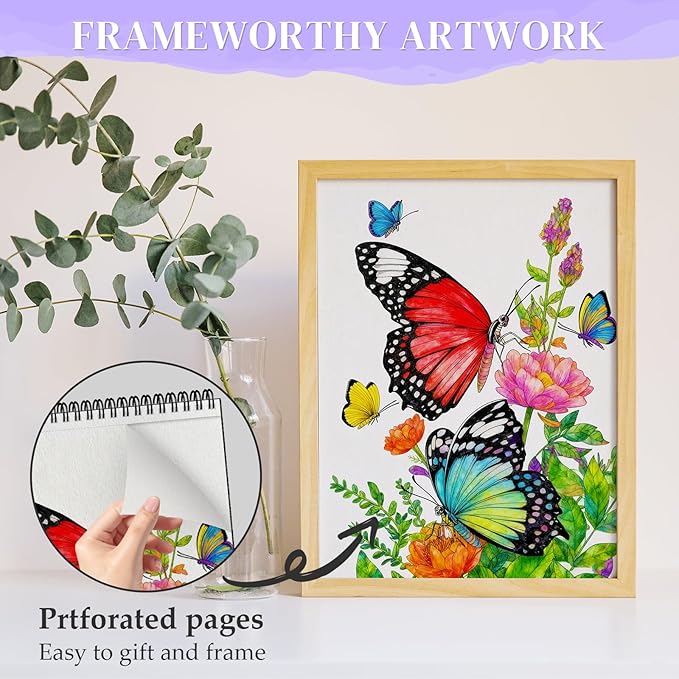 Hardback Covers Thick Paper Adult Coloring Book for Women Relaxation, Spiral Bound Coloring Book Hand-Drawn Design with 50 Pages, Mindfulness Gifts for Women to Relax - Garden Whispers