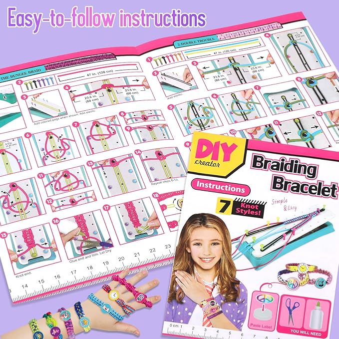 qxhol friendship bracelet making kit for girls - arts crafts for kids string bracelets maker set - best birthday gift ideas for 8-12 year old girl & popular toys ages 6 7 9 10 11, 8-13 yr old