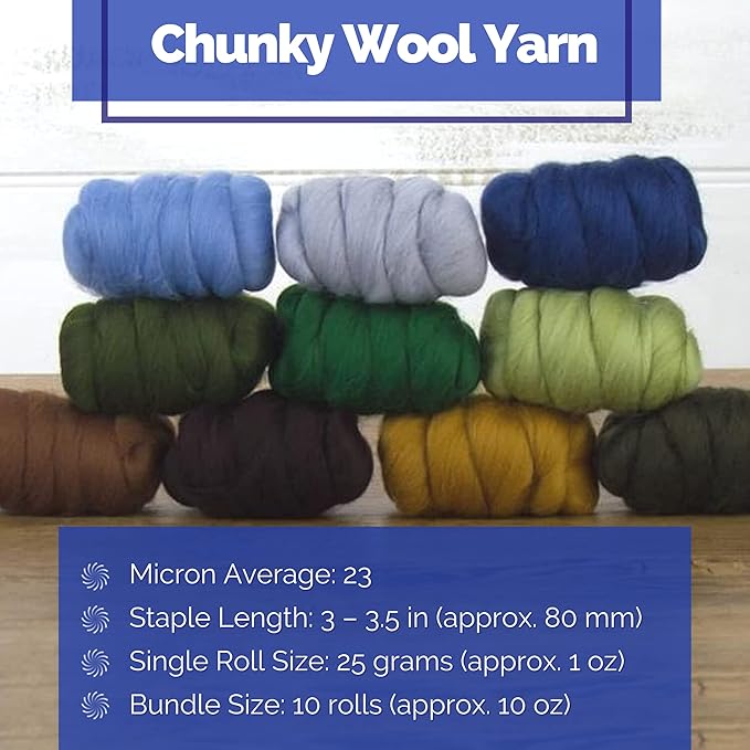 Revolution Fibers | Mixed Merino Wool Variety Pack - Countryside Drive | Perfect Wool Roving for Spinning, Rolags, Needle Felting, Wet Felting, Tapestry, Weaving and Crafting (Multicolored)