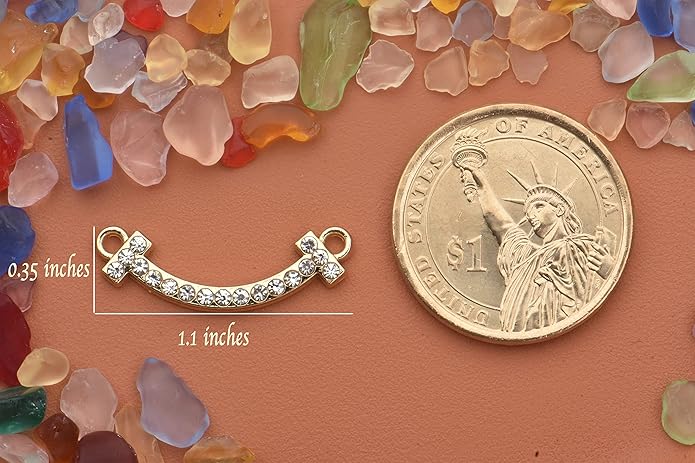 Pack of 20 Rhinestone Charms Gold Plated Pendants Pave Crystal Accessories for Necklace Bracelet Jewelry Making DIY Crafting