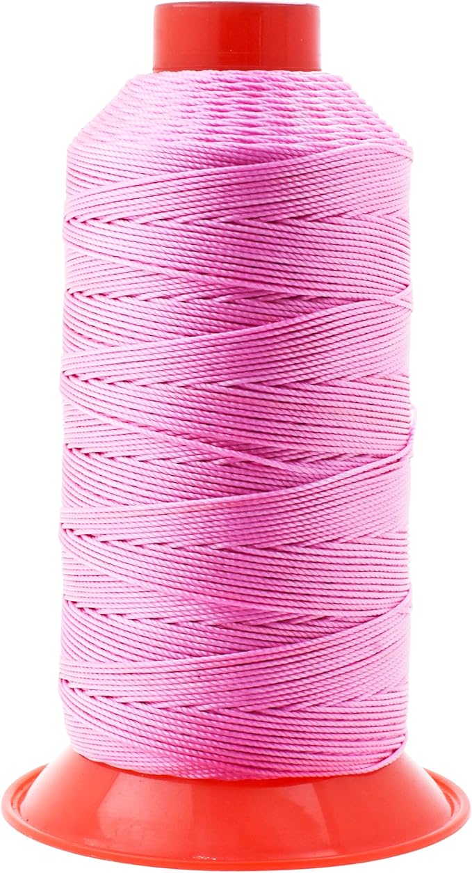 Mandala Crafts Size 346 210D T350 Bonded Nylon Thread - Pink 415 YDs Tex 350 Heavy Duty Sewing Threads for Leather, Jeans, Weaving, Outdoor Marine Upholstery