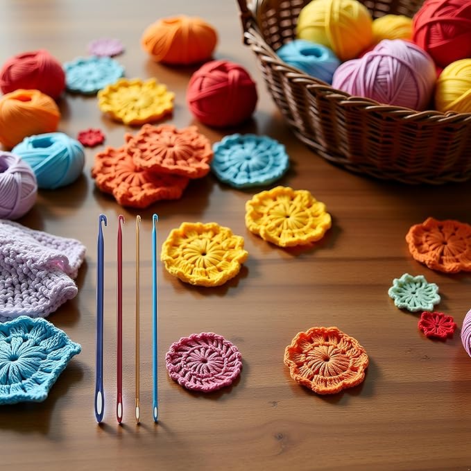 Afghan Aluminium Crochet Hook Knitting Needle Hand Knit Tool Grips, with Threading Hole Crochet Hook Set for Beginners with Yarn,Crochet Hooks,Knitting and Crochet