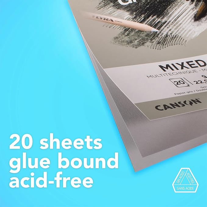 Canson Graduate Grey Toned Mixed Media Pad, Foldover, 5.5x8.5 inch, 20 Sheets | Artist Paper for Adults and Students - Watercolors, Mixed Media, Markers and Art Journaling