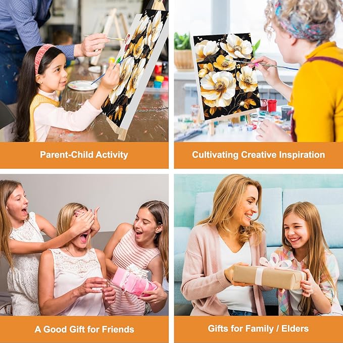 GHHKUD Flowers Paint by Numbers Kits with Frame for Adults Beginners, DIY Landscape Paint by Numbers for Kids, Painting Art on Canvas Gifts Home Wall Decor 20x30cm