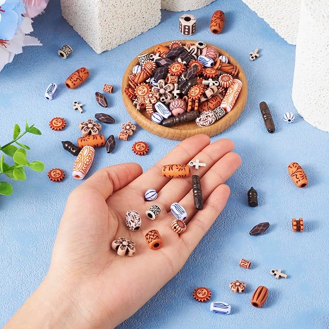 Cheriswelry Assorted Vintage Acrylic Beads (100G) - Round, Heart, Flower, Drop, Oval Shapes - Loose Beads for Jewelry Making