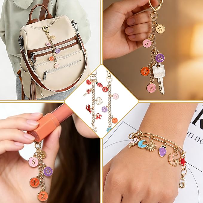 561PCS Keychain Making Kit ,Lipgloss Holder Keychain Charm Bracelet Making Kit Lip Gloss Charms Keychain Charms with Extender Chains, Jump Rings, Lobster Clasps with Organizer Box for DIY Crafts