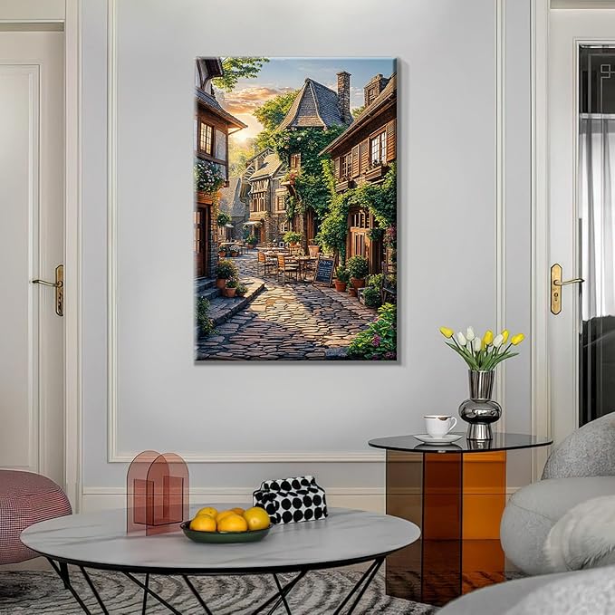 ATDMS Paint by Numbers Kit for Adults with Frame City Street Scene Paint by Number with Easel City View Adult Paint by Number Kits on Canvas Framed Paint by Numbers for Home Wall Decor 8x12 Inch