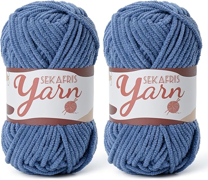 2 Pack Fluffy Velvet Yarn for Crocheting，Baby Blanket Yarn for Crocheting Soft，100g(131yds) Amigurumi Yarns，Plush Chenille Crochet Yarns，Puzzle Yarn for Crochet Weaving Craft(2 Navy Blue)