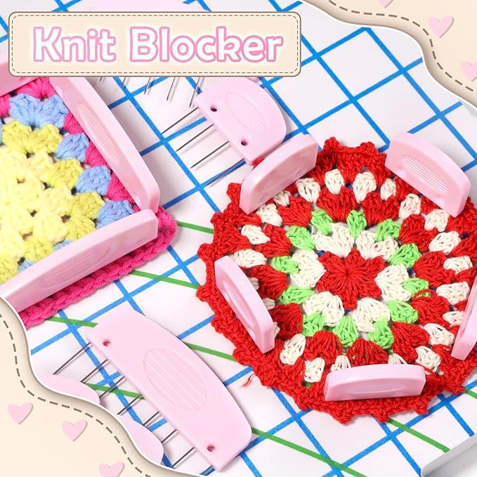 Knit Blocking Pins Kit, 25 Pcs Pink Color Knit Blocking Combs, Knit Blocking Combs for Blocking Knitting, Crochet, Lace or Needlework Projects,Knitting Block Tool for Blocking Mats