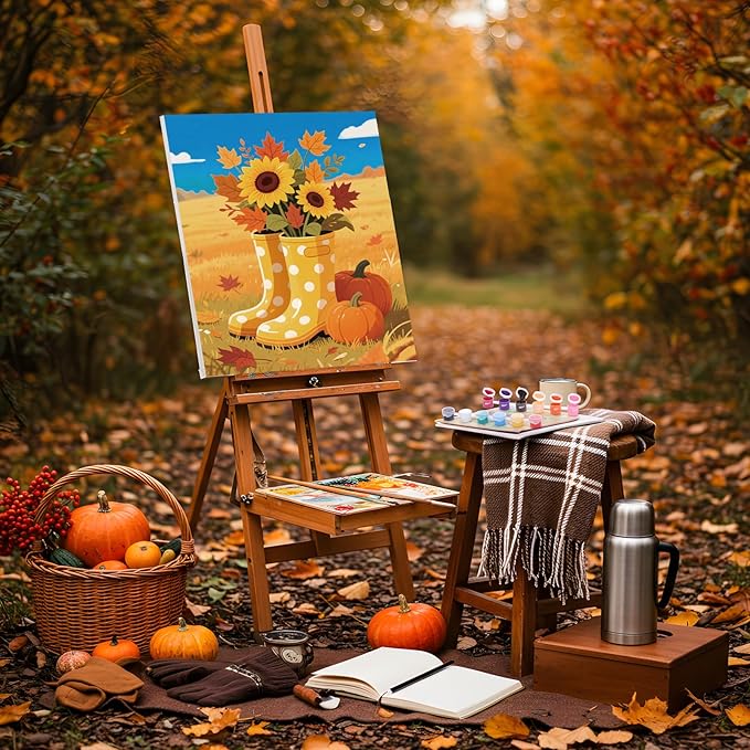 Ctosree 12 Pack Pre Drawn Canvas Kit for Painting Sip and Art Paint Kit for Adults Pre Painted Canvas Party Favors for DIY Holiday Party Date Night Gifts(Autumn Harvest,10 x 8 Inch)