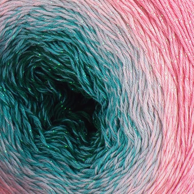 YarnArt Flowers Moonlight – Gradient Cotton Acrylic Yarn with Metallic Lurex, 9.17oz (250g), 1093 Yards – Shiny, Multicolor Cake Yarn for Crochet, Knitting, Shawls & DIY Projects (3292)