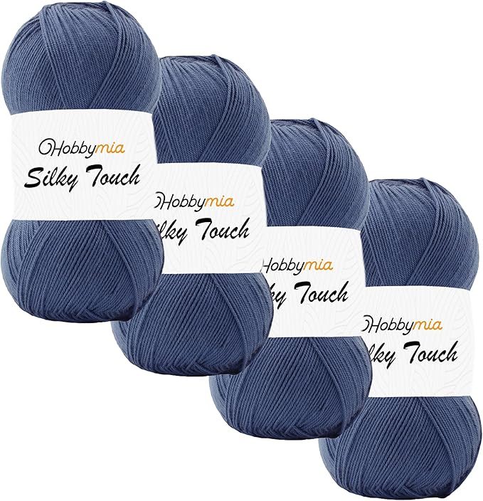 Silky Touch Acrylic Yarn - Soft Sport Weight Yarn for Crochet & Knitting - 100g / 383yds - 100% Microfiber Acrylic - Lightweight Fine Smooth Yarn(Blue - Azurite Stone, 4 Skeins)
