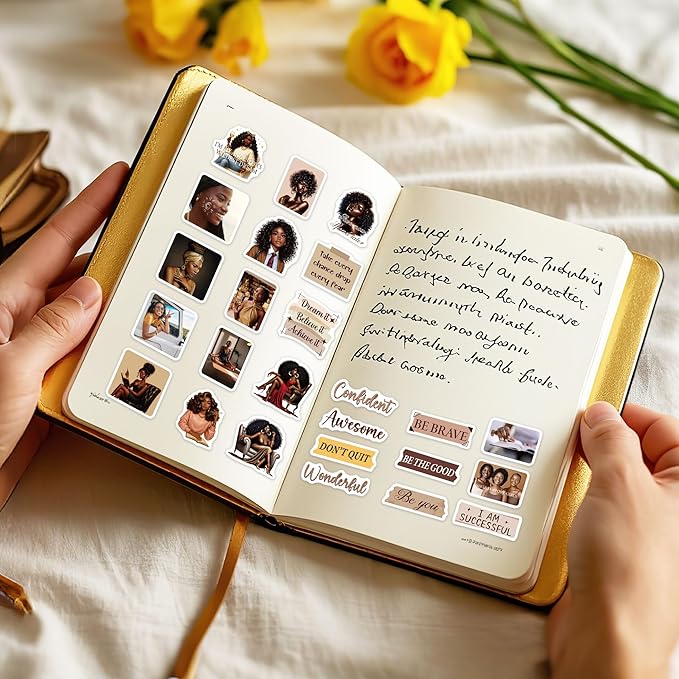Black Girl Vision Board Stickers, 100 Pcs Inspirational Vision Board Supplies for Black Women, Affirmation Quote and Positive Self Love Decals for Journal Planner Scrapbook Laptop DIY Wall Decor